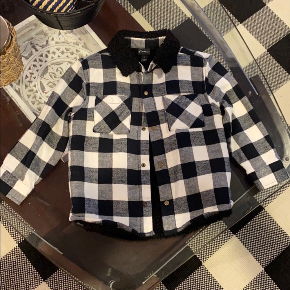 Wool lined plaid button up flannel 3t